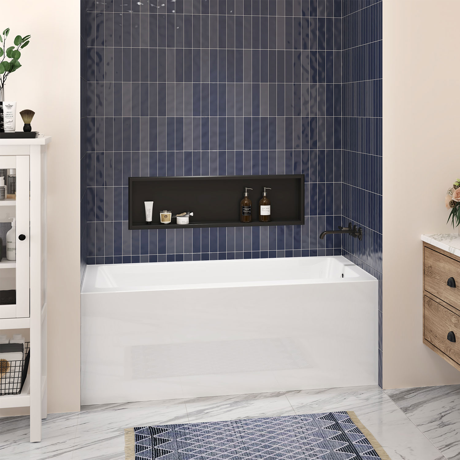 Skirt bathtub in alcove with right drain, 60